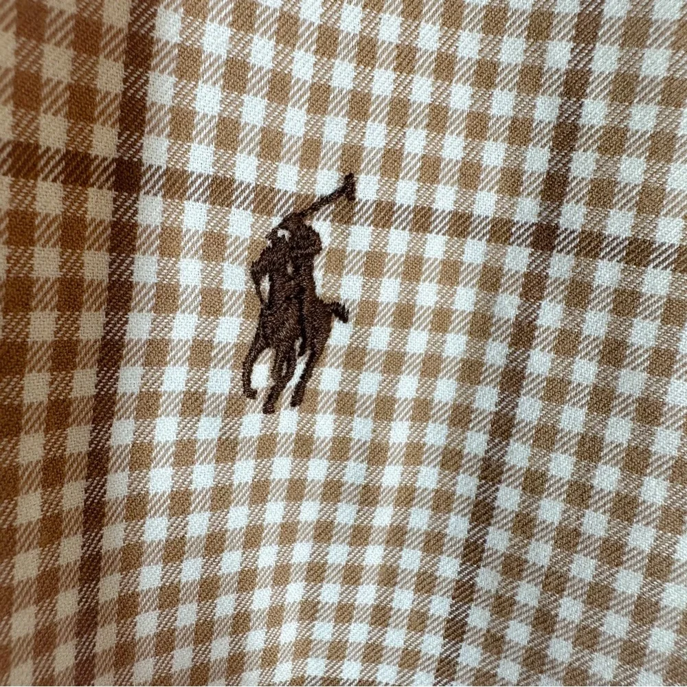 NWT Polo by Ralph Lauren Size XL Brown Plaid Button Shirt Leather Elbow Patches